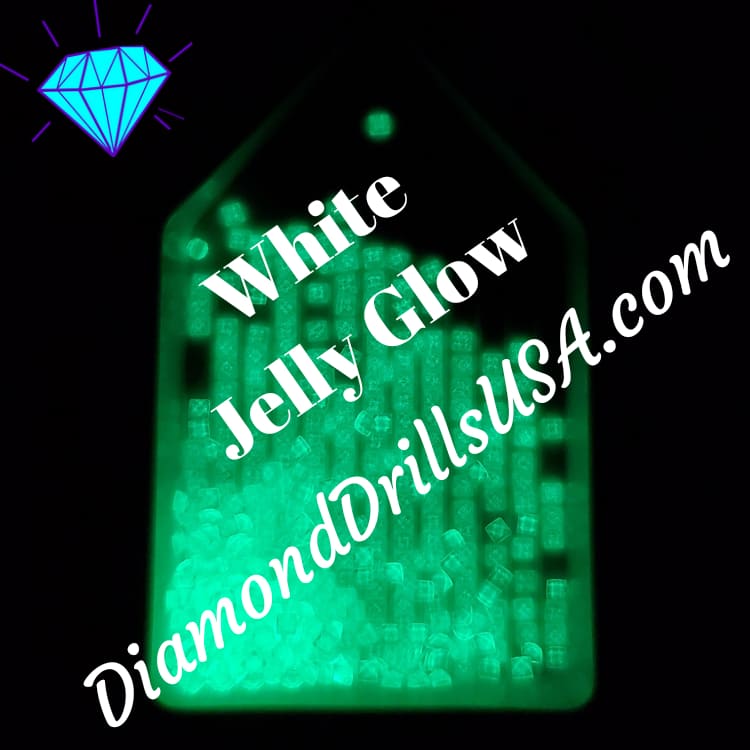 White/Clear Jelly SQUARE GLOW in the Dark UV 5D Diamond