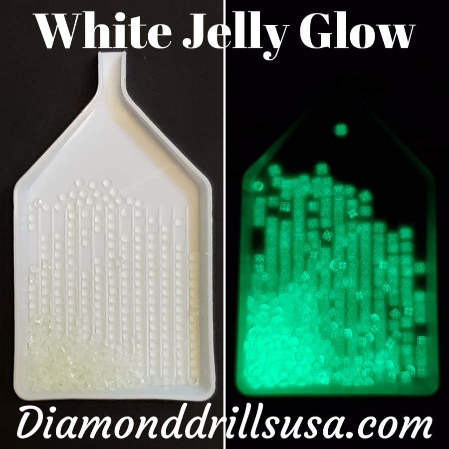 White/Clear Jelly SQUARE GLOW in the Dark UV 5D Diamond