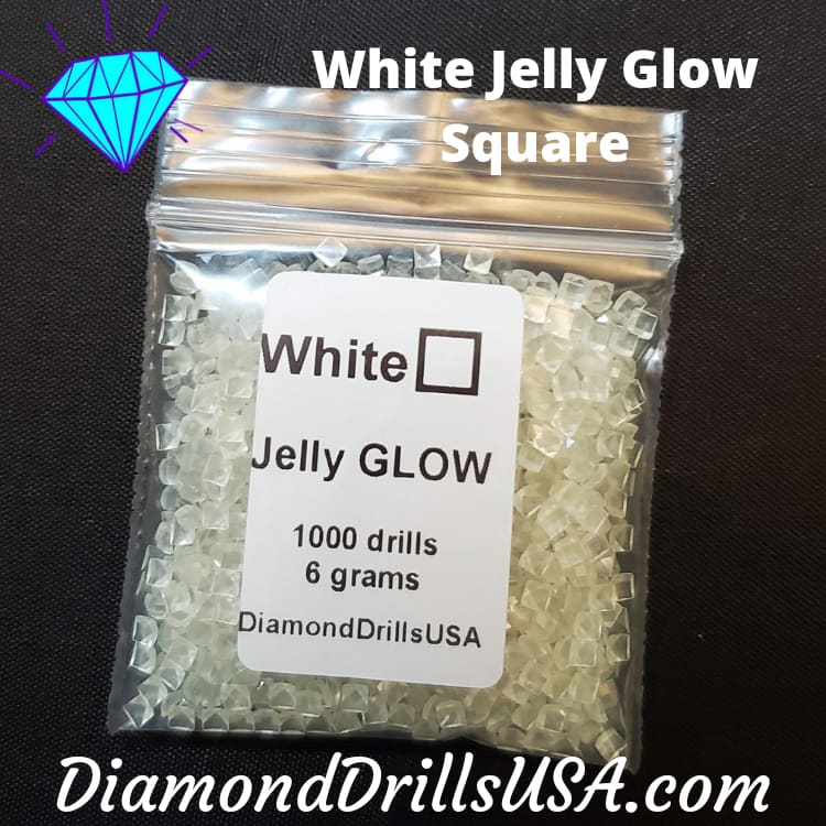 White/Clear Jelly SQUARE GLOW in the Dark UV 5D Diamond