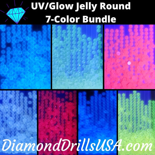 7 Color Jelly ROUND UV/GLOW Diamond Painting Drills Beads -