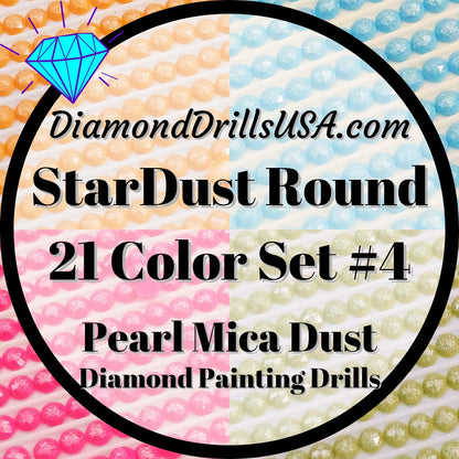 Set #4 - 21 StarDust ROUND Drills 5D Fairy Pixie Pearl Mica Dust Diamond Painting Drills