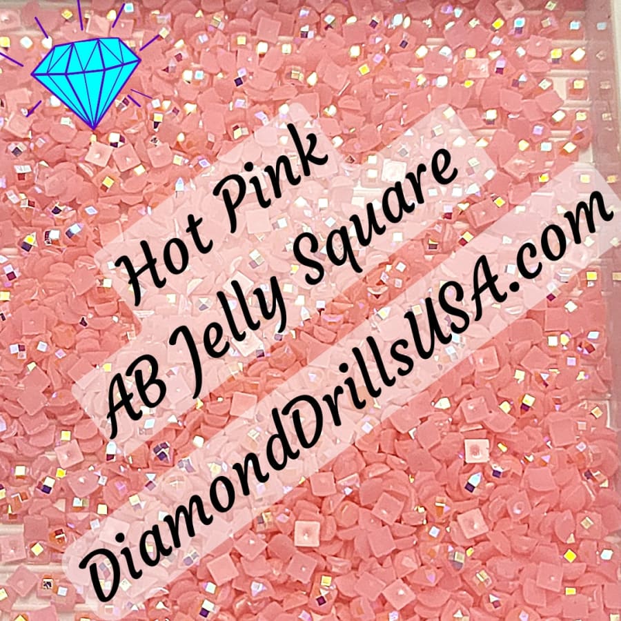 AB Hot Pink Jelly SQUARE Aurora Borealis 5D Diamond