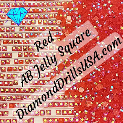 AB Red Jelly SQUARE Aurora Borealis 5D Diamond Painting