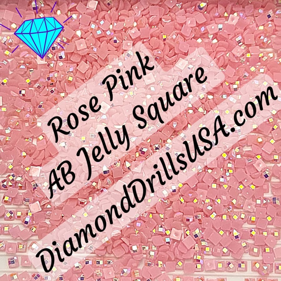 AB Rose Pink Jelly SQUARE Aurora Borealis 5D Diamond
