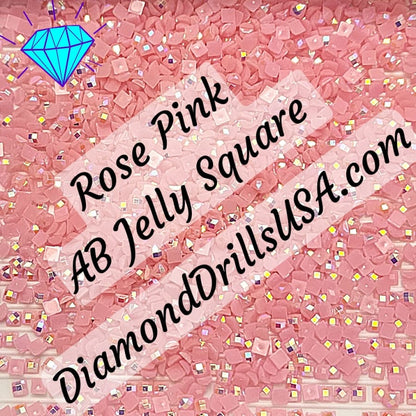AB Rose Pink Jelly SQUARE Aurora Borealis 5D Diamond