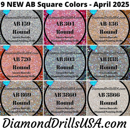 AB ROUND April 2025 Set - 9 Colors Aurora Borealis Diamond
