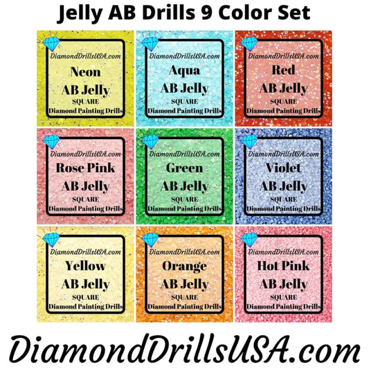ALL 9 AB Jelly SQUARE Aurora Borealis Drills 5D Diamond