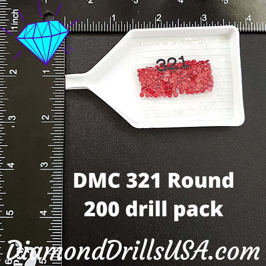 DMC 321 ROUND 5D Diamond Painting Drills Beads DMC 321 Red -