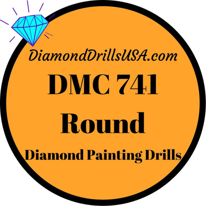 DMC 741 ROUND 5D Diamond Painting Drills Beads DMC 741 