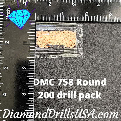 DMC 758 ROUND 5D Diamond Painting Drills Beads DMC 758 Very 