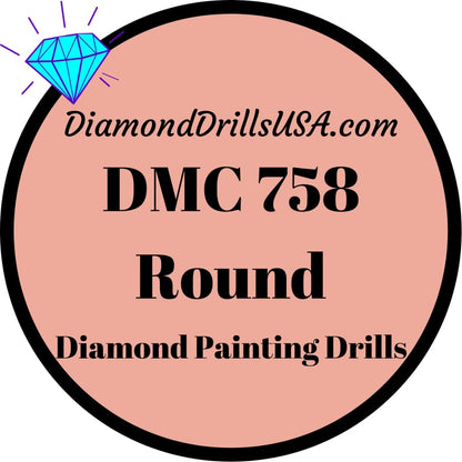 DMC 758 ROUND 5D Diamond Painting Drills Beads DMC 758 Very 