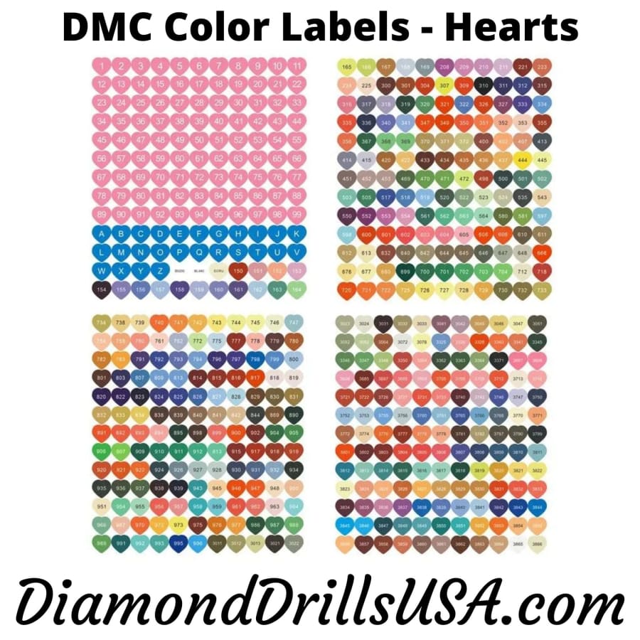 DMC Color Labels Heart Small Stickers Storage Organization -