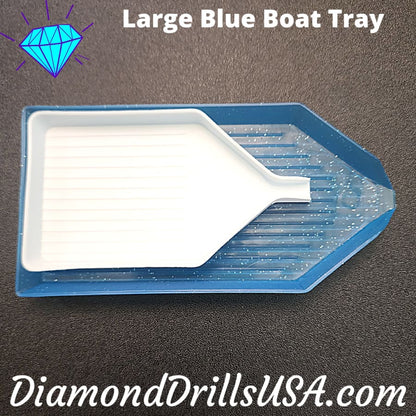 Large Blue Glitter Boat-style Drill Tray Diamond Painting - 