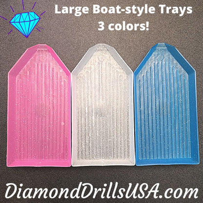 Large White Glitter Boat-style Drill Tray Diamond Painting -