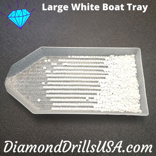Large White Glitter Boat-style Drill Tray Diamond Painting -