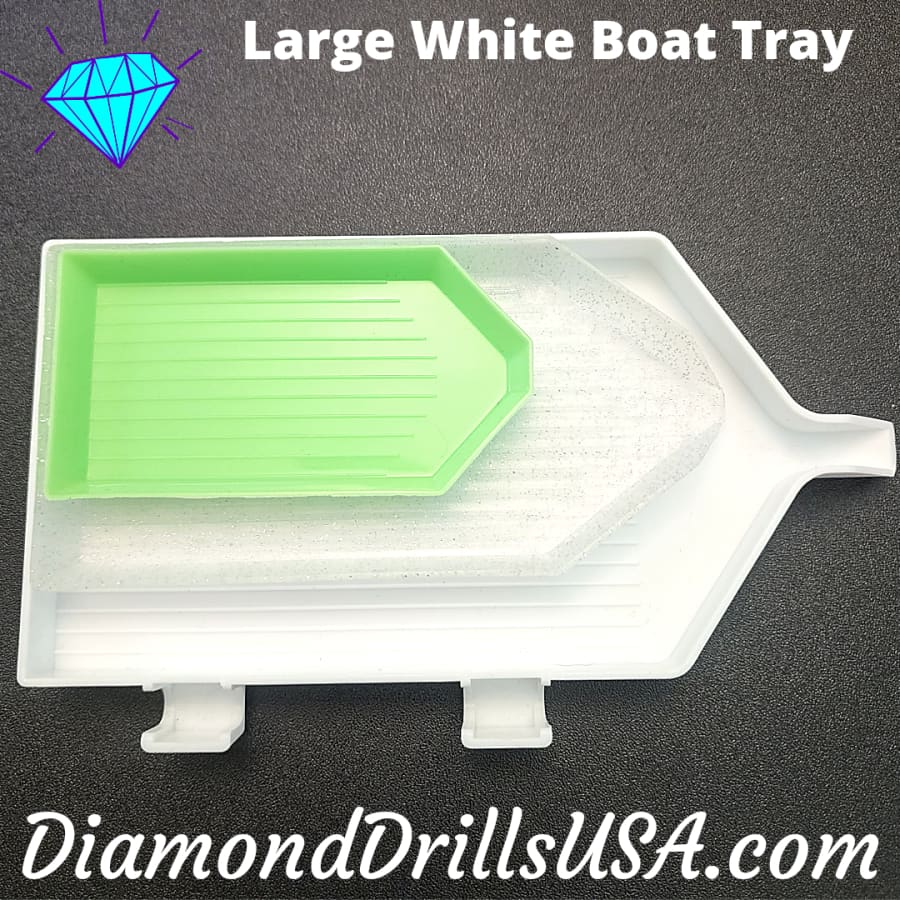 Large White Glitter Boat-style Drill Tray Diamond Painting -