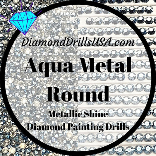 Metallic Aqua ROUND Diamond Painting Drills Metal Finish