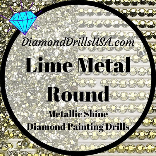 Metallic Lime ROUND Diamond Painting Drills Metal Finish