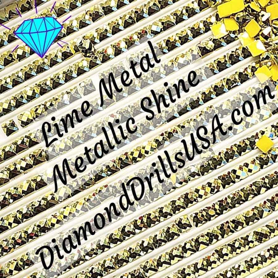 Metallic Lime SQUARE Diamond Painting Drills Metal Finish