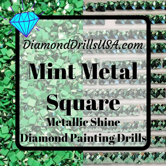 Metallic Mint SQUARE Diamond Painting Drills Metal Finish
