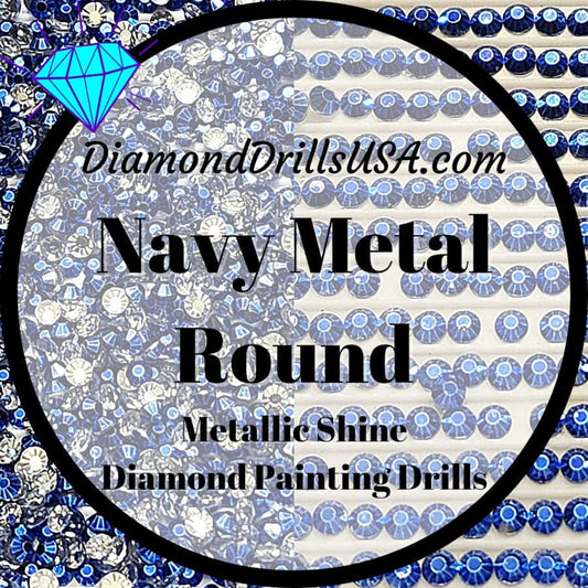 Metallic Navy ROUND Diamond Painting Drills Metal Finish