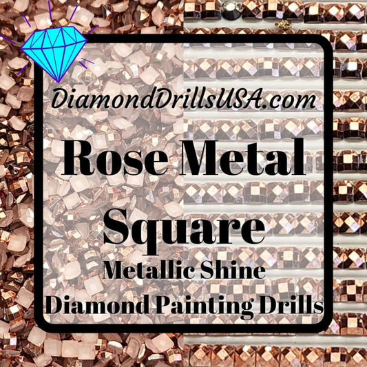 Metallic Rose SQUARE Diamond Painting Drills Metal Finish