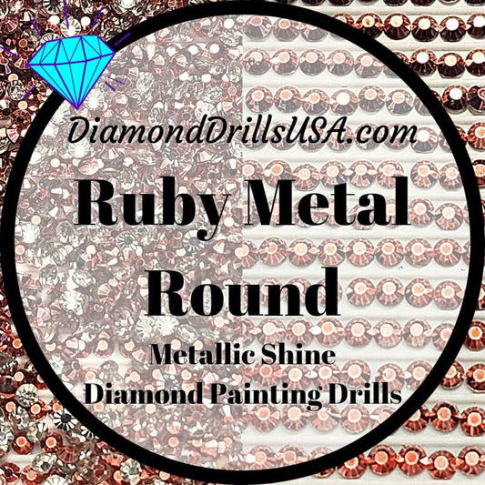 Metallic Ruby ROUND Diamond Painting Drills Metal Finish Red