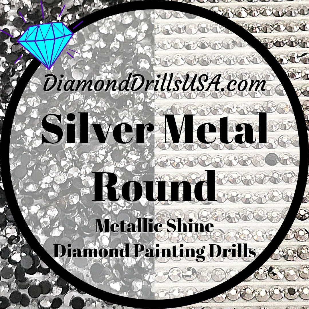 Metallic Silver ROUND Diamond Painting Drills Metal Finish Gray 32 Bulk