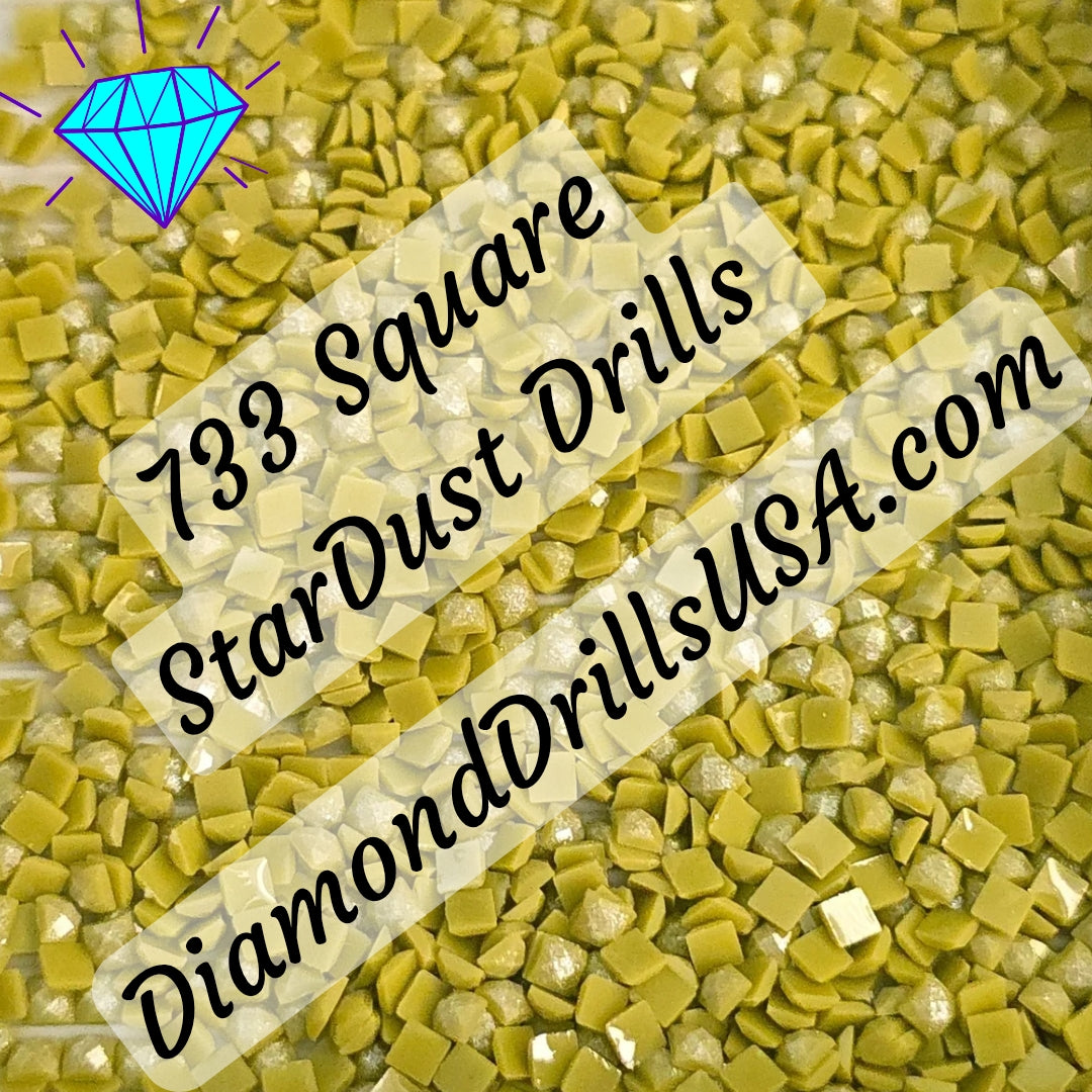 733 StarDust SQUARE Pearl Mica Dust 5D Diamond Painting Drills Pixie Fairy DMC 733 Medium Olive Green