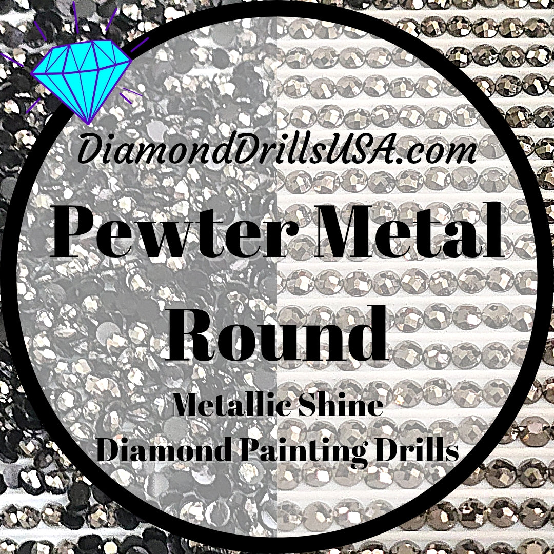 Metallic Pewter ROUND Diamond Painting Drills Metal Finish Gray 31 Bulk