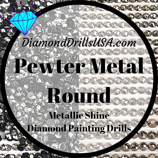 Metallic Pewter ROUND Diamond Painting Drills Metal Finish Gray 31 Bulk