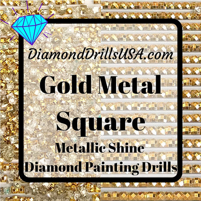 Metallic Gold SQUARE Diamond Painting Drills Metal Finish 34 Bulk