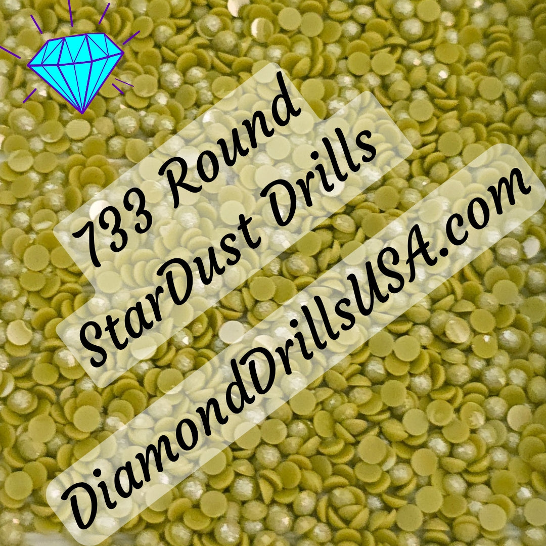 733 StarDust ROUND Pearl Mica Dust 5D Diamond Painting Drills Pixie Fairy DMC 733 Medium Olive Green