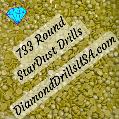 733 StarDust ROUND Pearl Mica Dust 5D Diamond Painting Drills Pixie Fairy DMC 733 Medium Olive Green