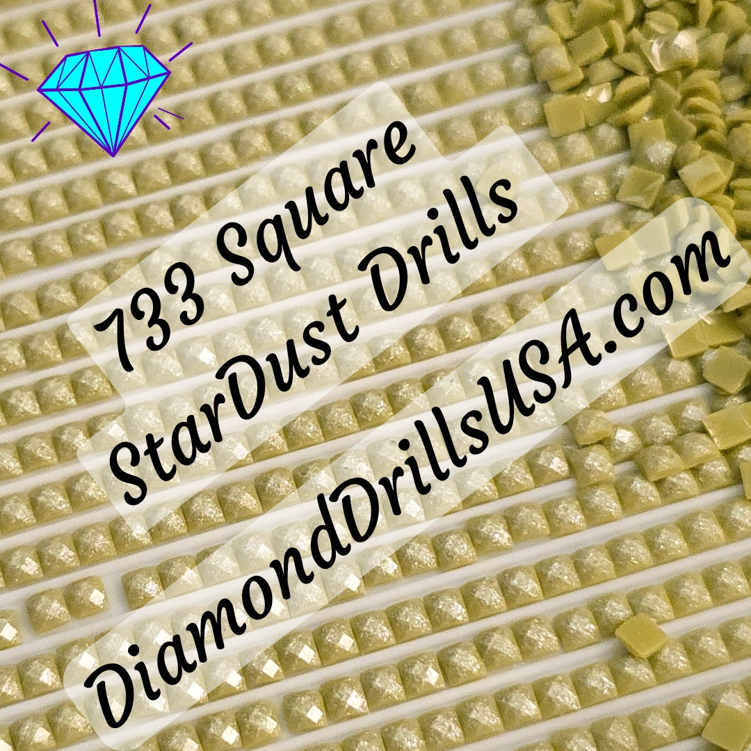 733 StarDust SQUARE Pearl Mica Dust 5D Diamond Painting Drills Pixie Fairy DMC 733 Medium Olive Green