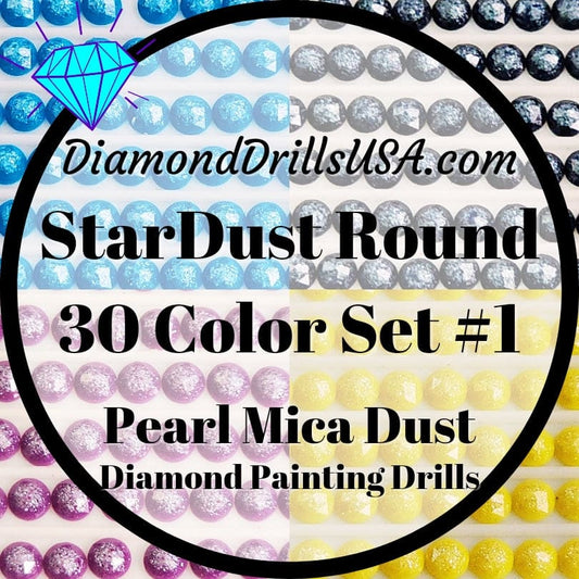 Set #1 - 30 StarDust ROUND Drills 5D Fairy Pixie Pearl Mica