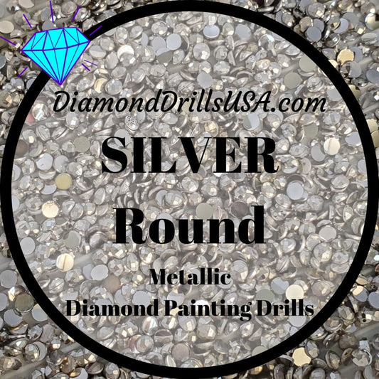 Silver Metallic ROUND 5D Diamond Painting Drills Silver 