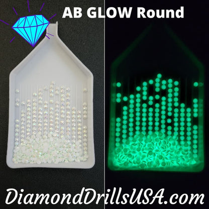 AB GLOW in the Dark ROUND Aurora Borealis WHITE AB5200 5D 