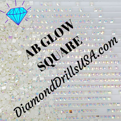 AB GLOW in the Dark SQUARE Aurora Borealis WHITE AB5200 5D 