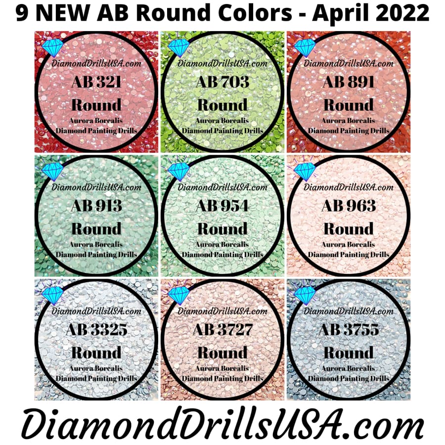 NEW AB ROUND April 2022 Set - 9 Colors Aurora Borealis 