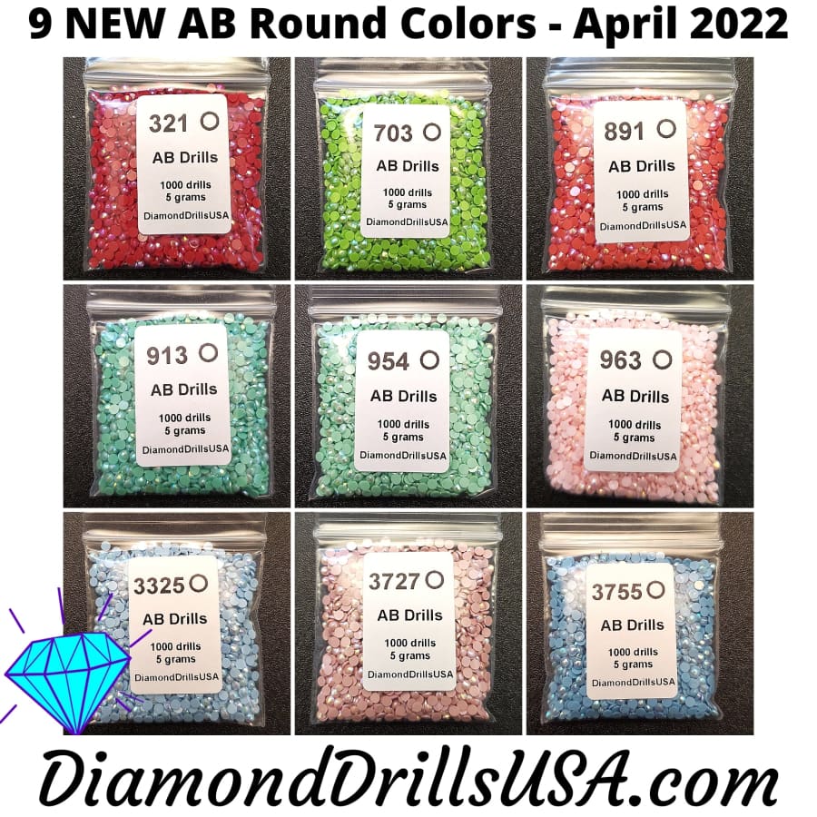 NEW AB ROUND April 2022 Set - 9 Colors Aurora Borealis 