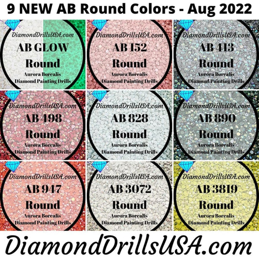NEW AB ROUND August 2022 Set - 9 Colors Aurora Borealis 