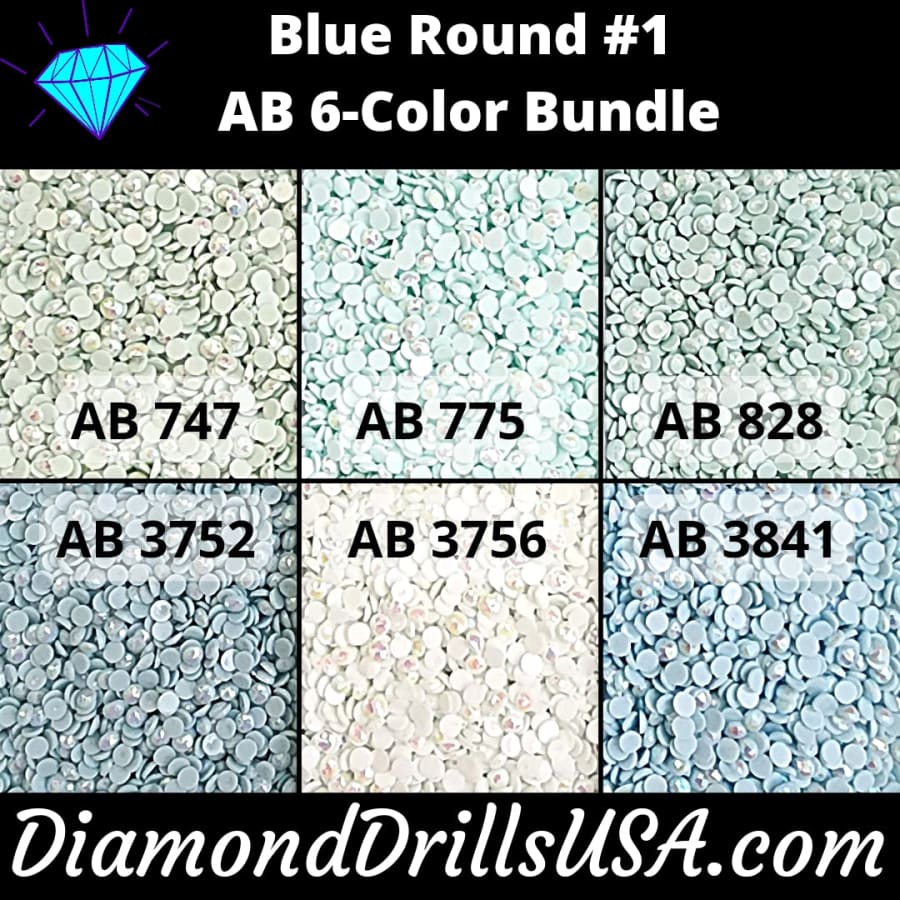 AB Round Bundle Blue #1 6 AB Colors Aurora Borealis Diamond 