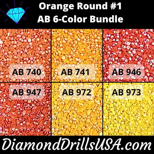 AB Round Bundle Orange #1 6 AB Colors Aurora Borealis 