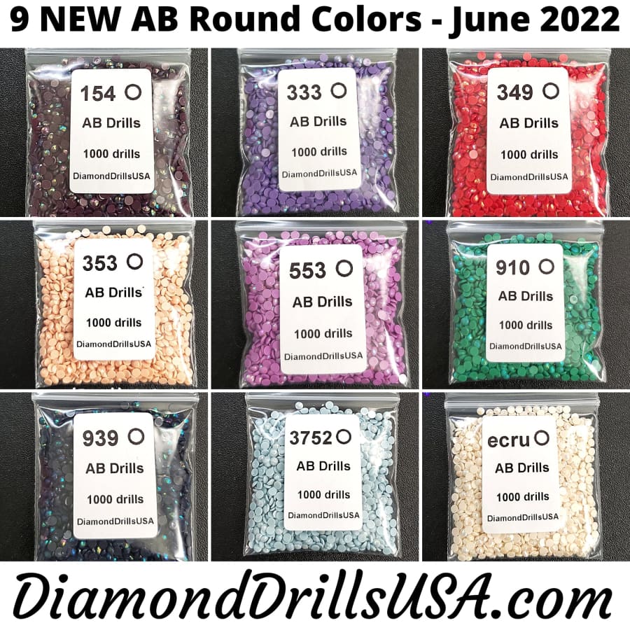 NEW AB ROUND June 2022 Set - 9 Colors Aurora Borealis 