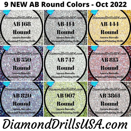 NEW AB ROUND October 2022 Set - 9 Colors Aurora Borealis 