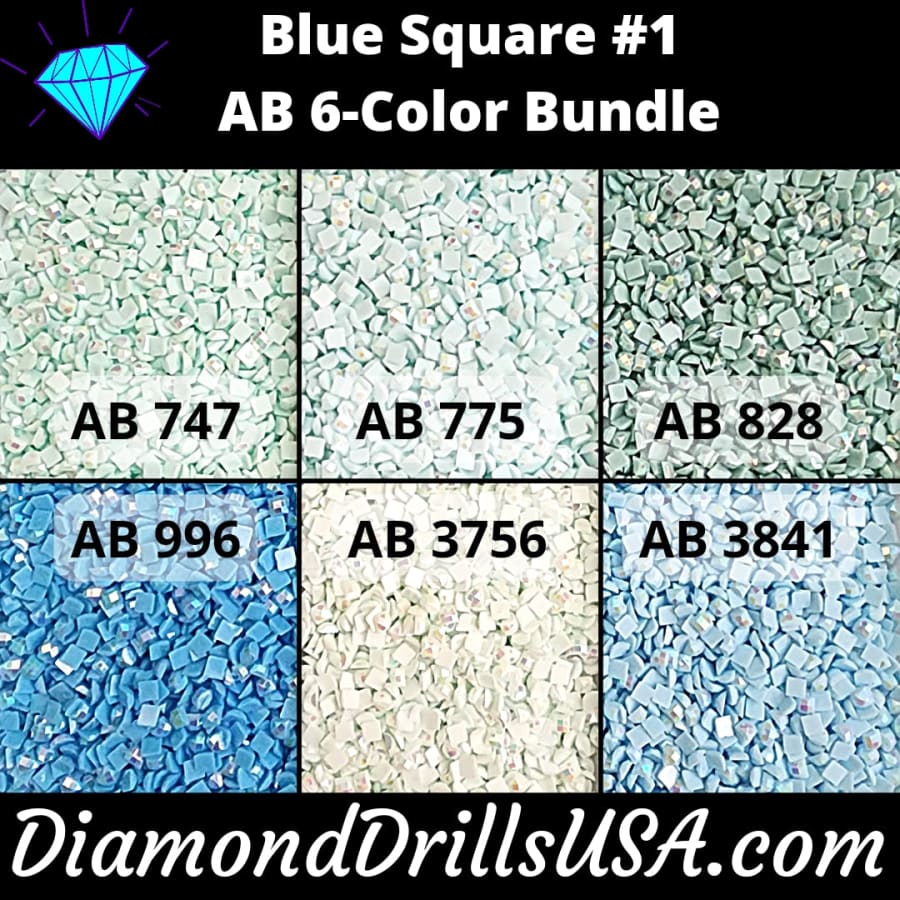 AB Square Bundle Blue #1 6 Pack AB Colors Aurora Borealis 