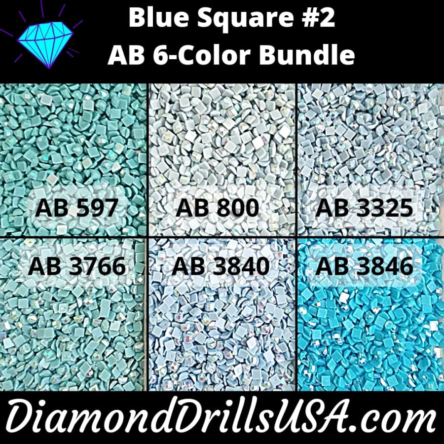 AB Square Bundle Blue #2 6 Pack AB Colors Aurora Borealis 