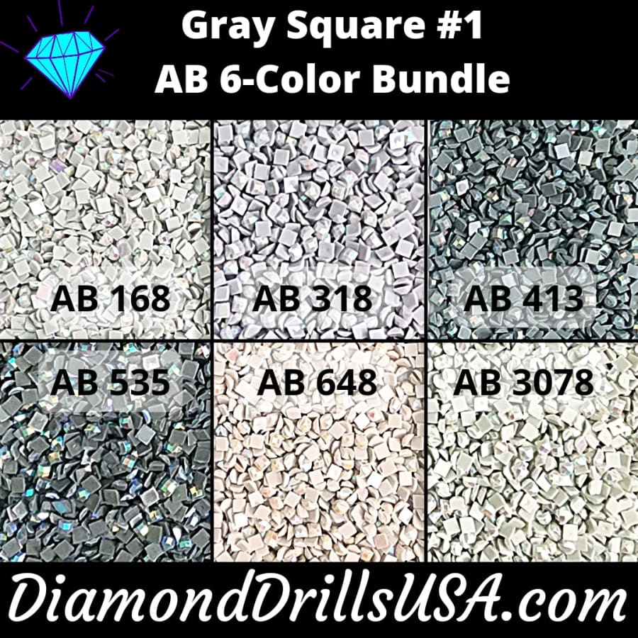 AB Square Bundle Gray #1 6 Pack AB Colors Aurora Borealis 