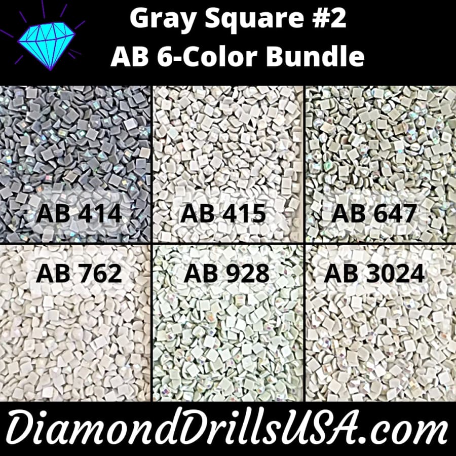 AB Square Bundle Gray #2 6 Pack AB Colors Aurora Borealis 